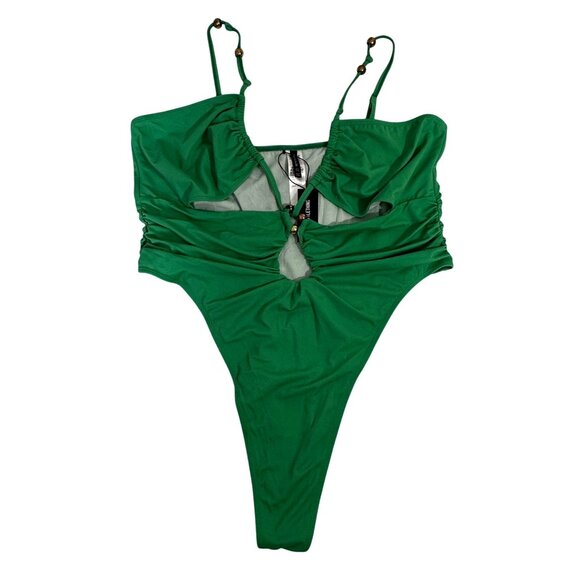 Womens Swimsuit Sz 24 Green Ruched Bead Detail Swimsuit By. PrettyLittleThing - Picture 4 of 13